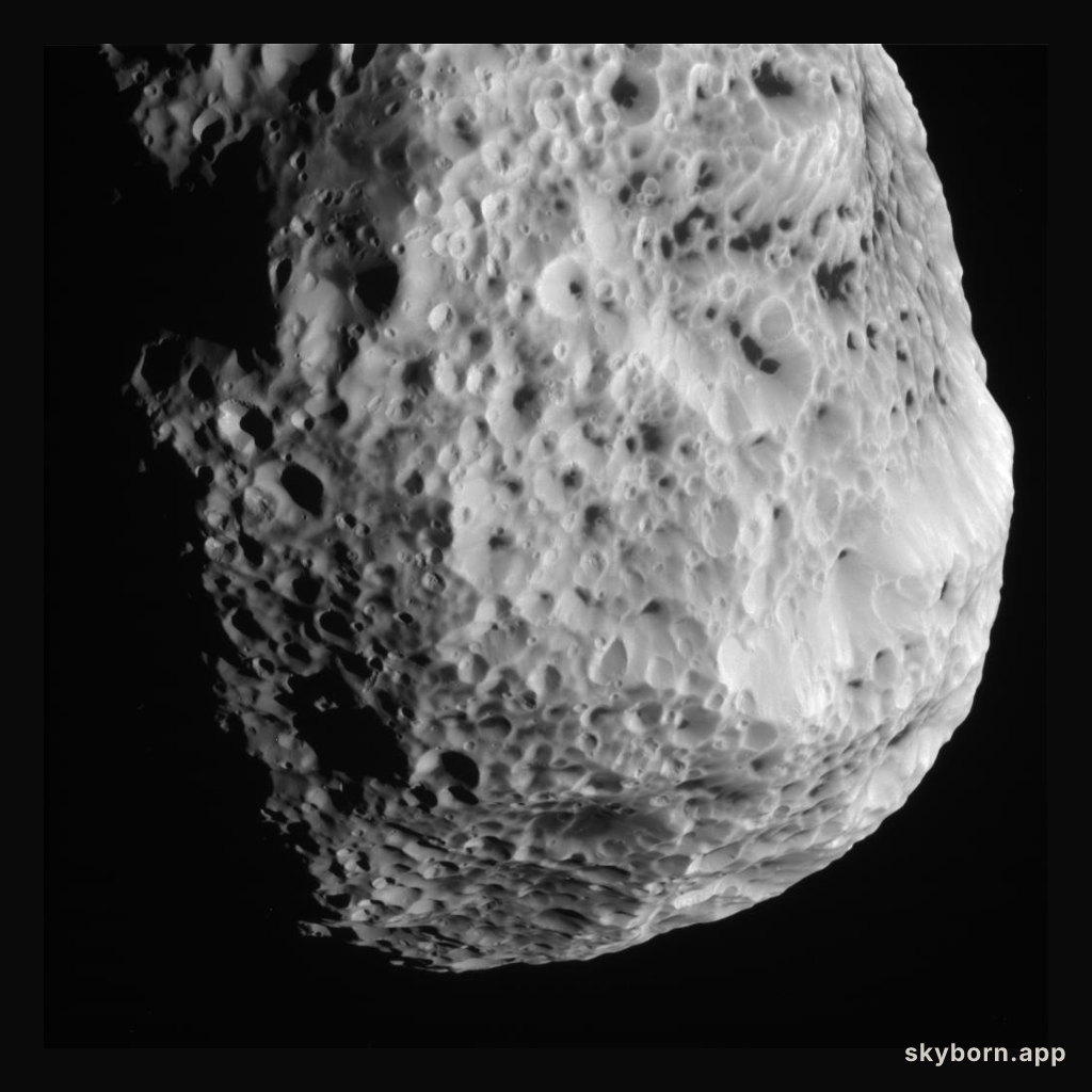 Flyby Image of Saturn's Sponge Moon Hyperion