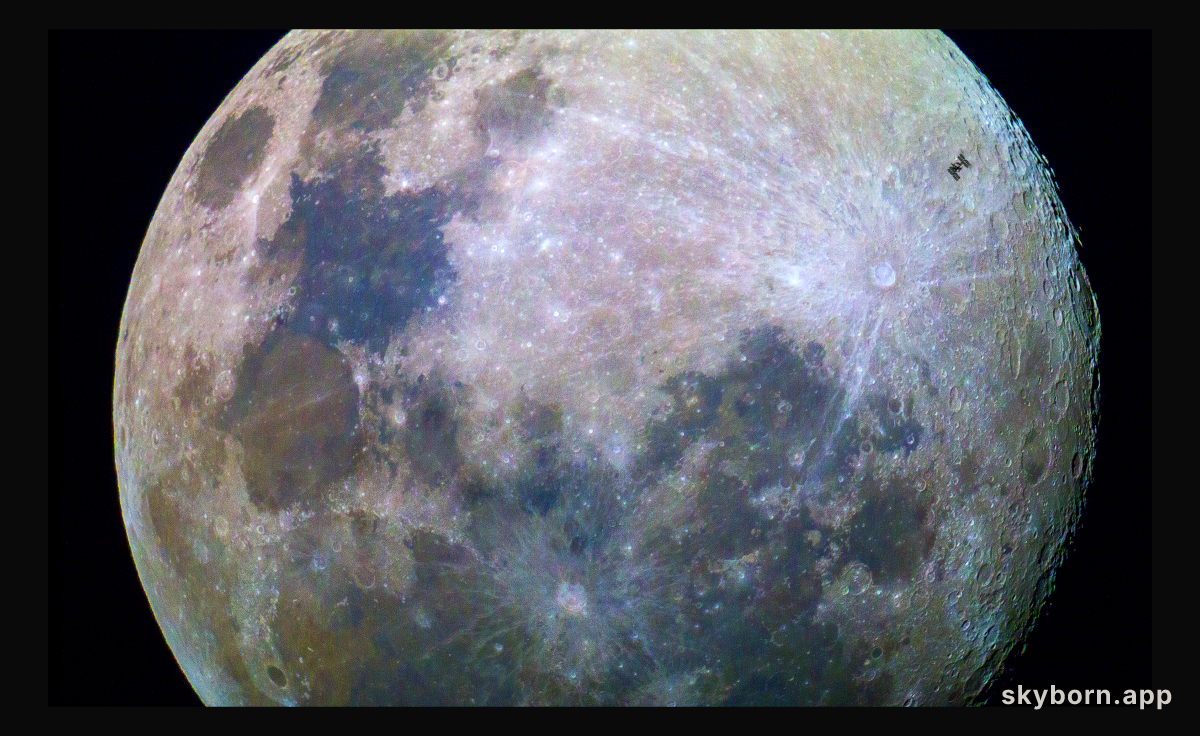 The ISS and a Colorful Moon