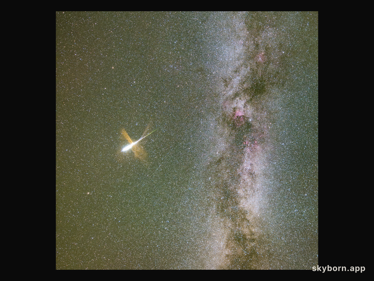 Milky Way and Exploding Meteor
