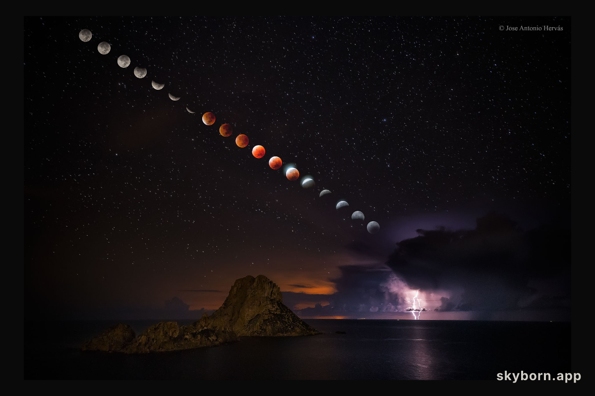 Supermoon Total Lunar Eclipse and Lightning Storm