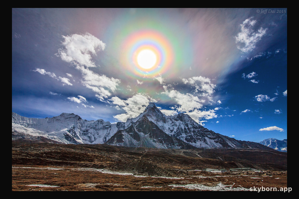 A Colorful Solar Corona over the Himalayas