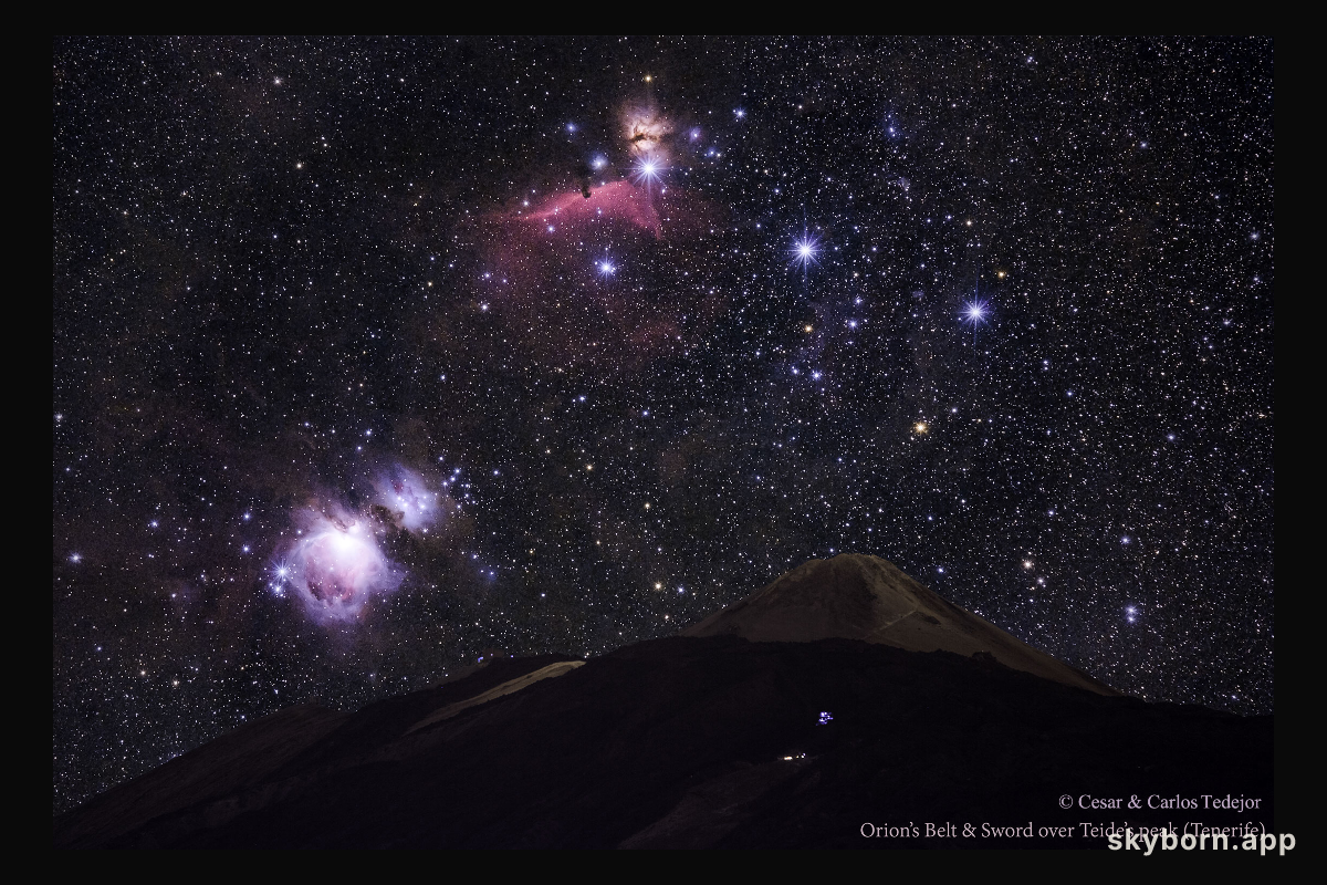 Orion's Belt and Sword over Teide's Peak