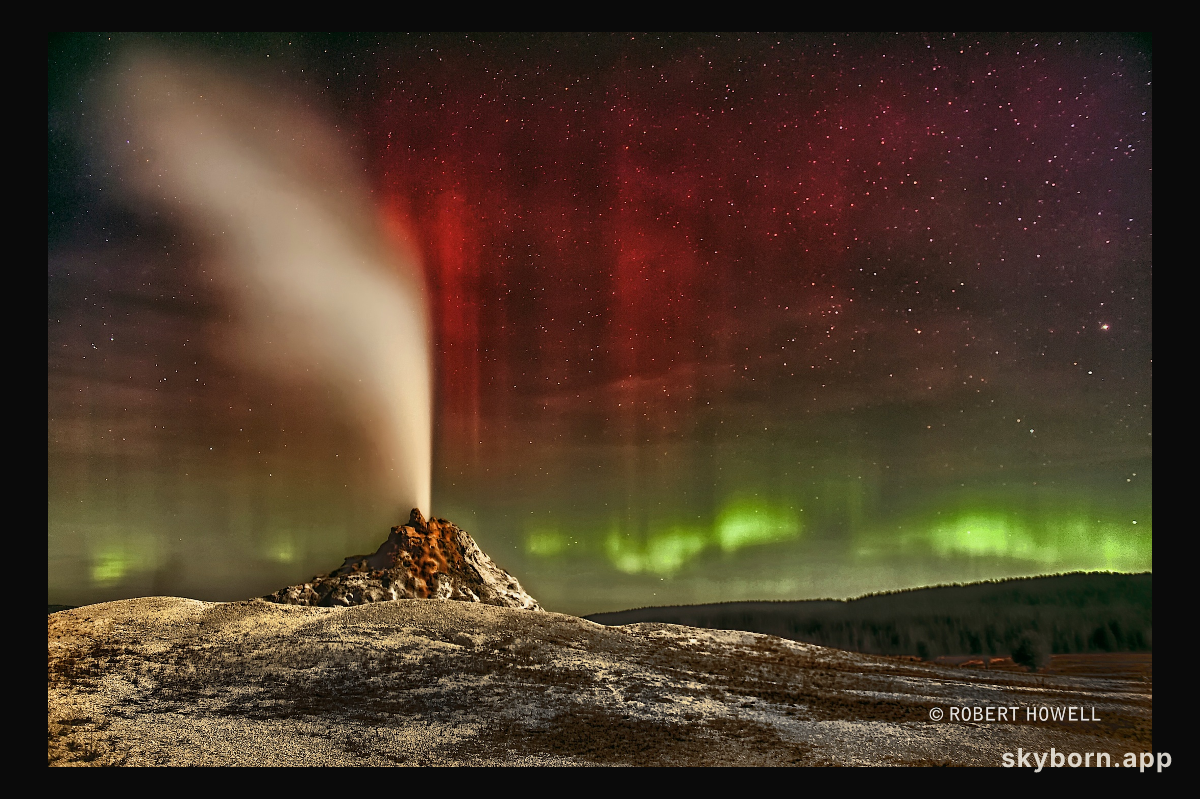 Aurora Over White Dome Geyser