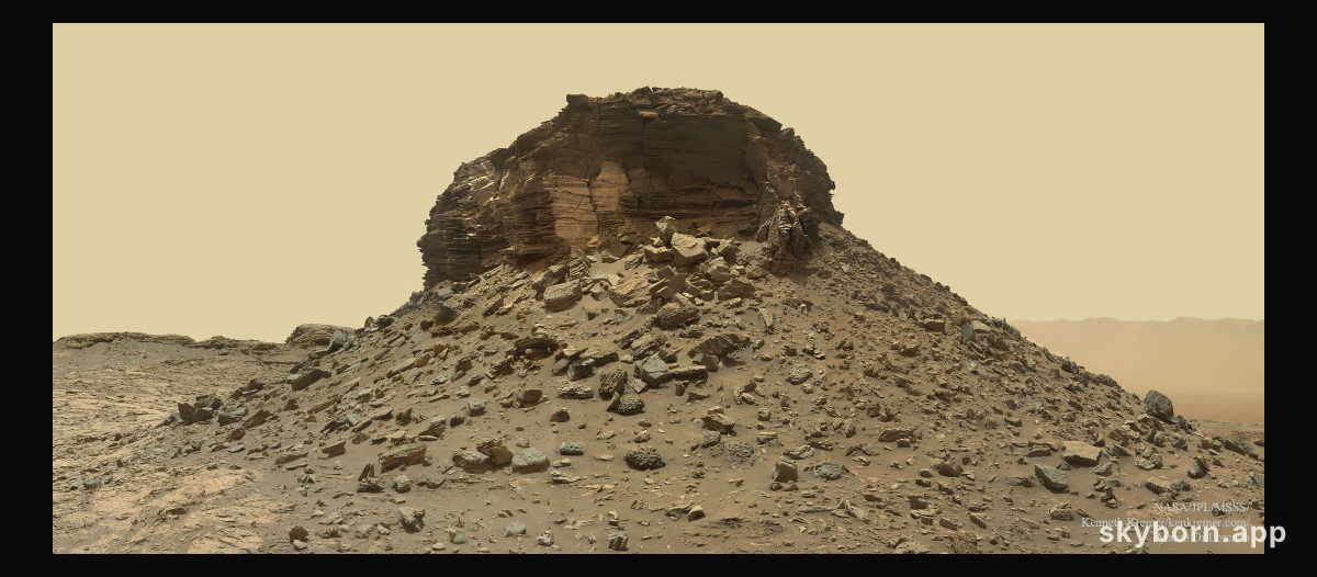 A Crumbling Layered Butte on Mars