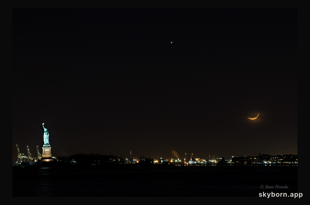 New York Harbor Moonset