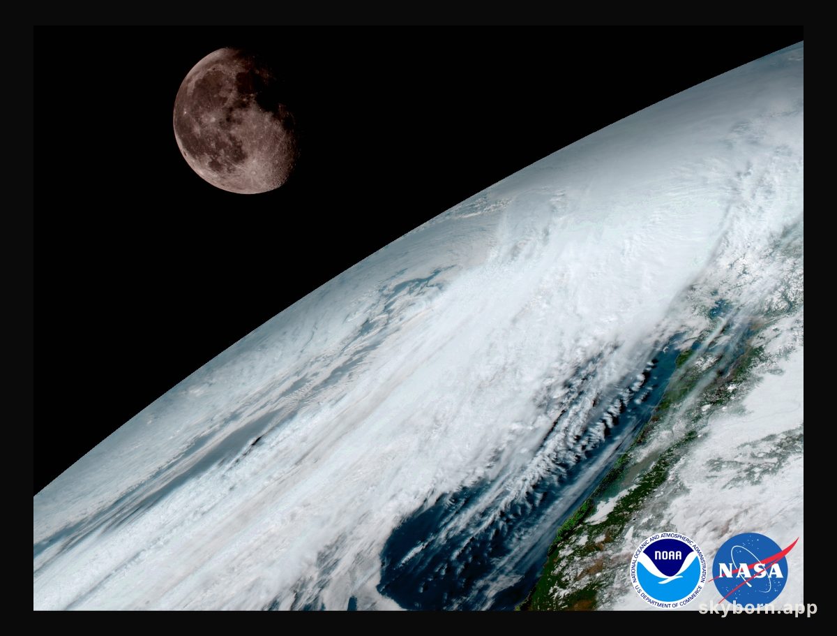 GOES-16: Moon over Planet Earth