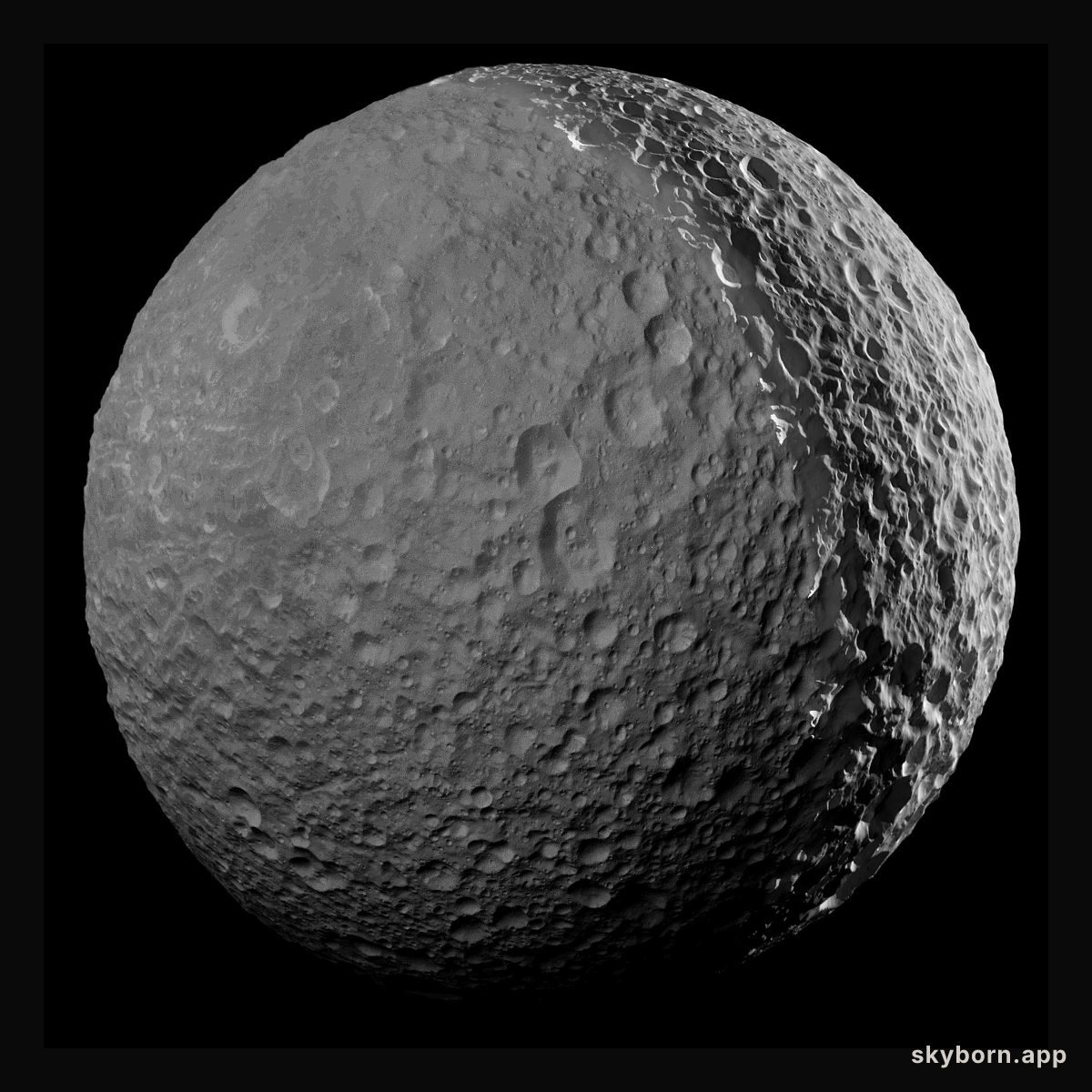 Mimas in Saturnlight
