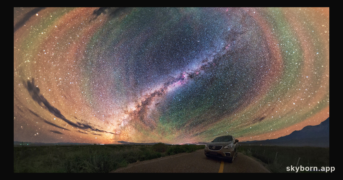Colorful Airglow Bands Surround Milky Way