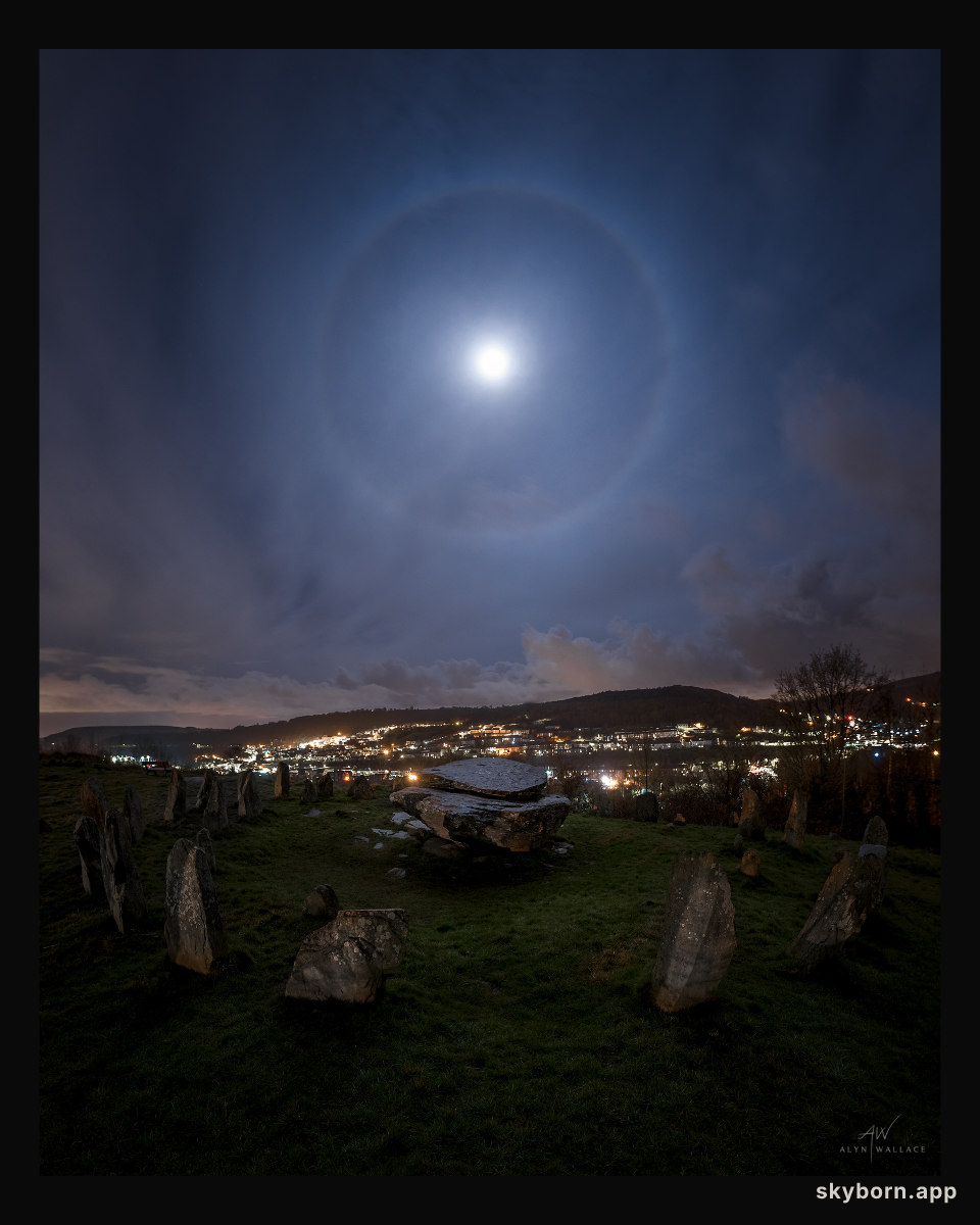 Moon Halo over Stone Circle