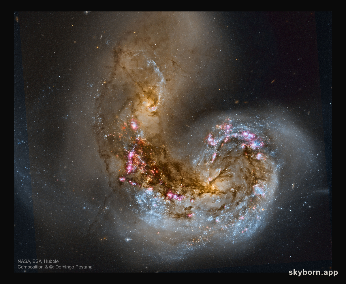 Spiral Galaxy NGC 4038 in Collision