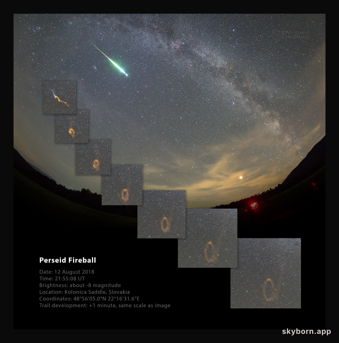 Perseid Fireball and Persistent Train