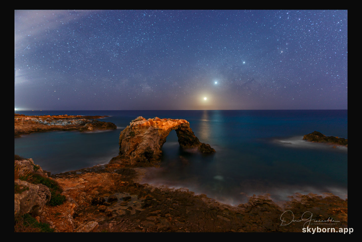 Celestial Alignment over Sicilian Shore