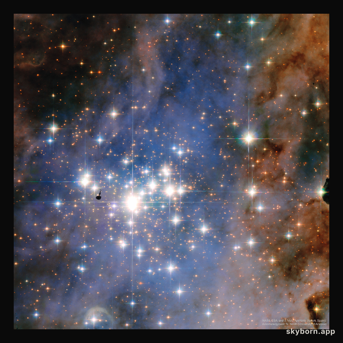 Young Star Cluster Trumpler 14 from Hubble