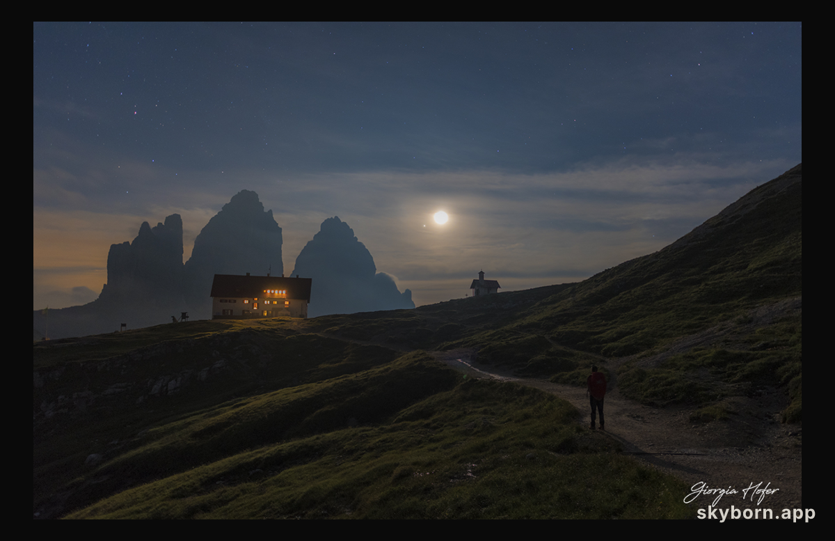 The Moon and Jupiter over the Alps