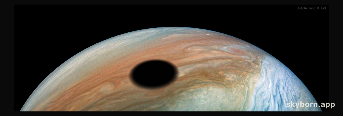 Io Eclipse Shadow on Jupiter from Juno