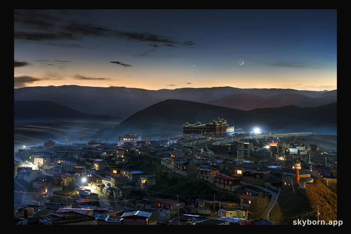 Moon and Planets at Twilight