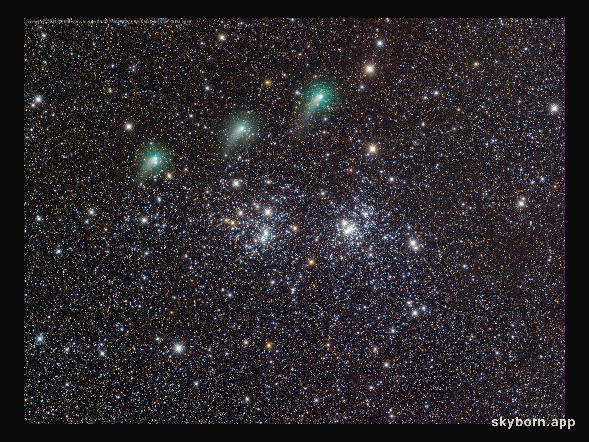 Two Clusters and a Comet
