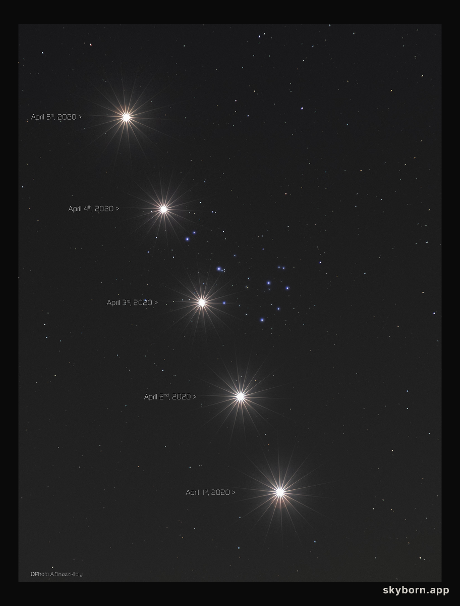 Venus and the Pleiades in April