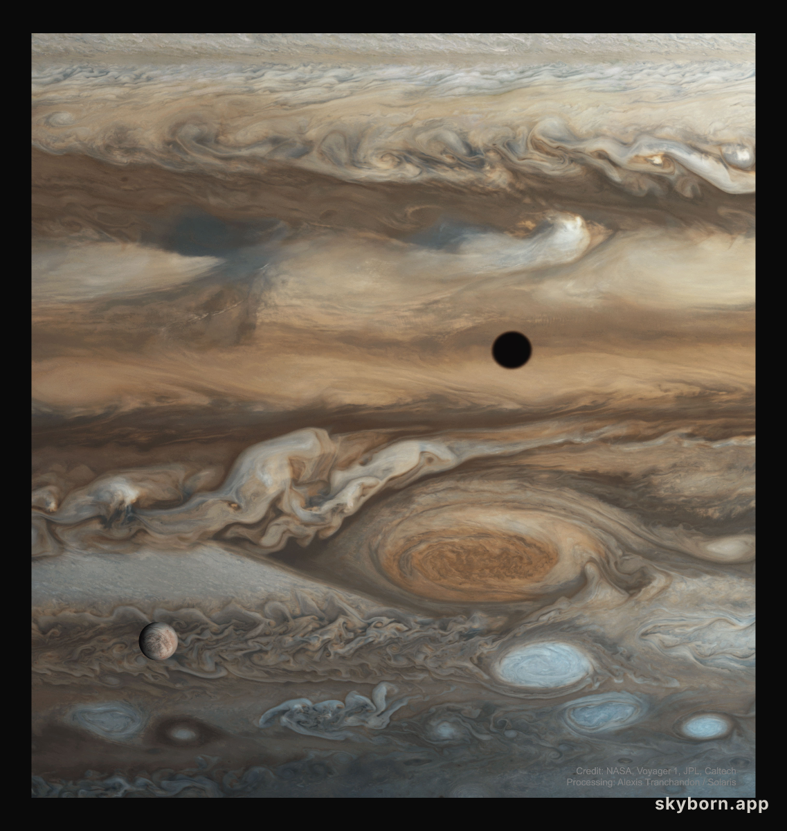 Europa and Jupiter from Voyager 1
