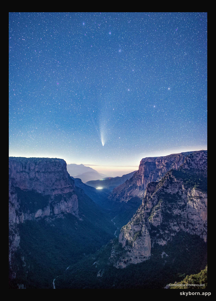 Comet NEOWISE over Vikos Gorge