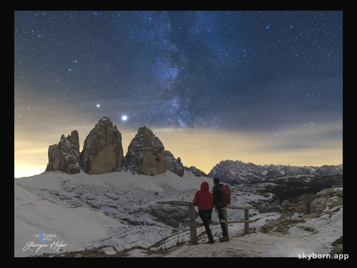 Saturn and Jupiter over Italian Peaks