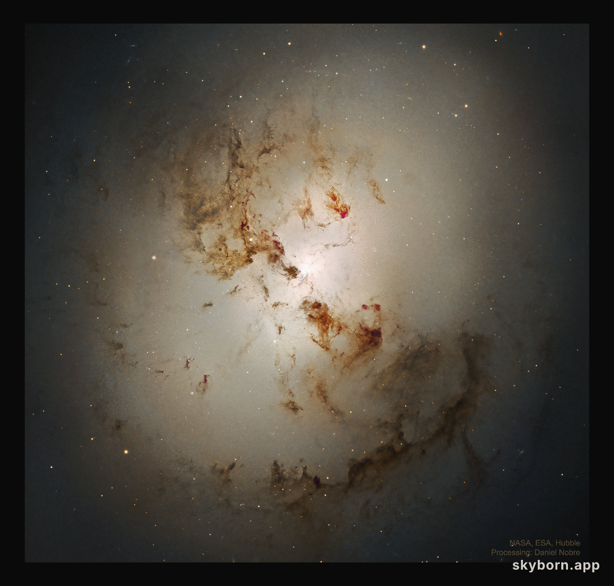 Central NGC 1316: After Galaxies Collide