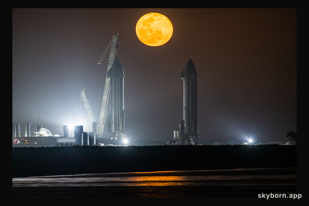 Moon Rising Between Starships