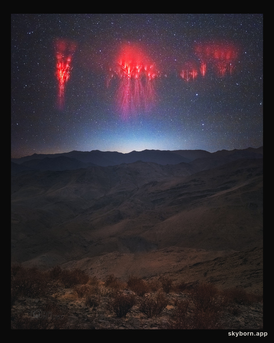 Red Sprite Lightning over the Andes