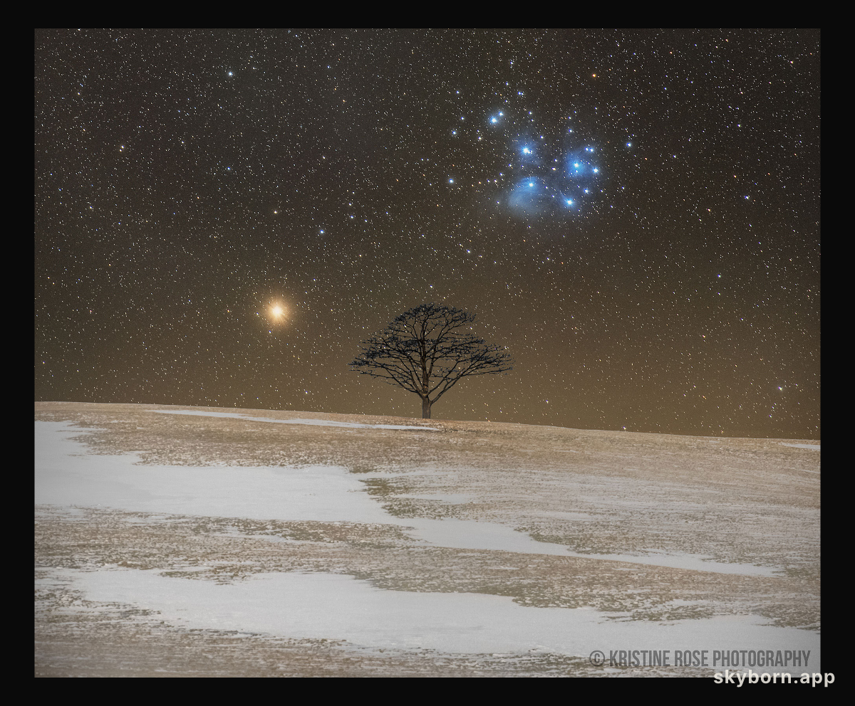 Mars and the Pleiades Beyond Vinegar Hill