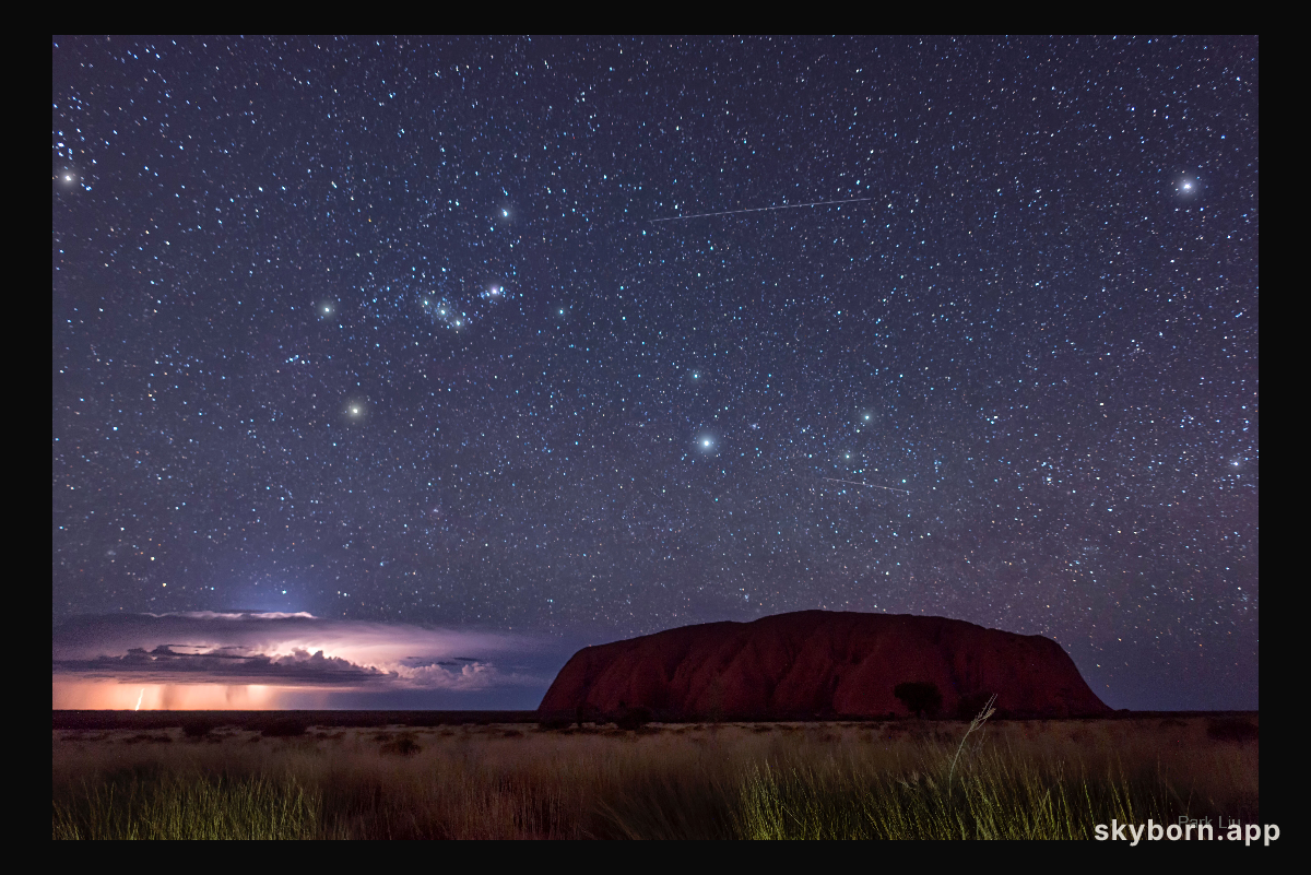 Lightning and Orion Beyond Uluru