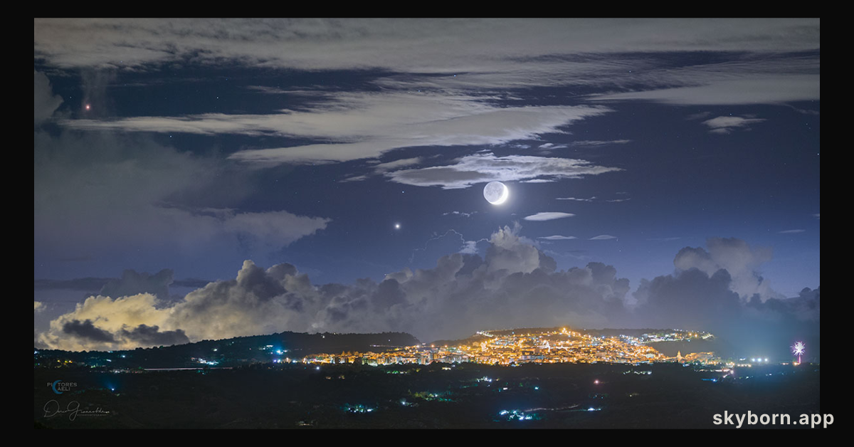 Earthshine Moon over Sicily
