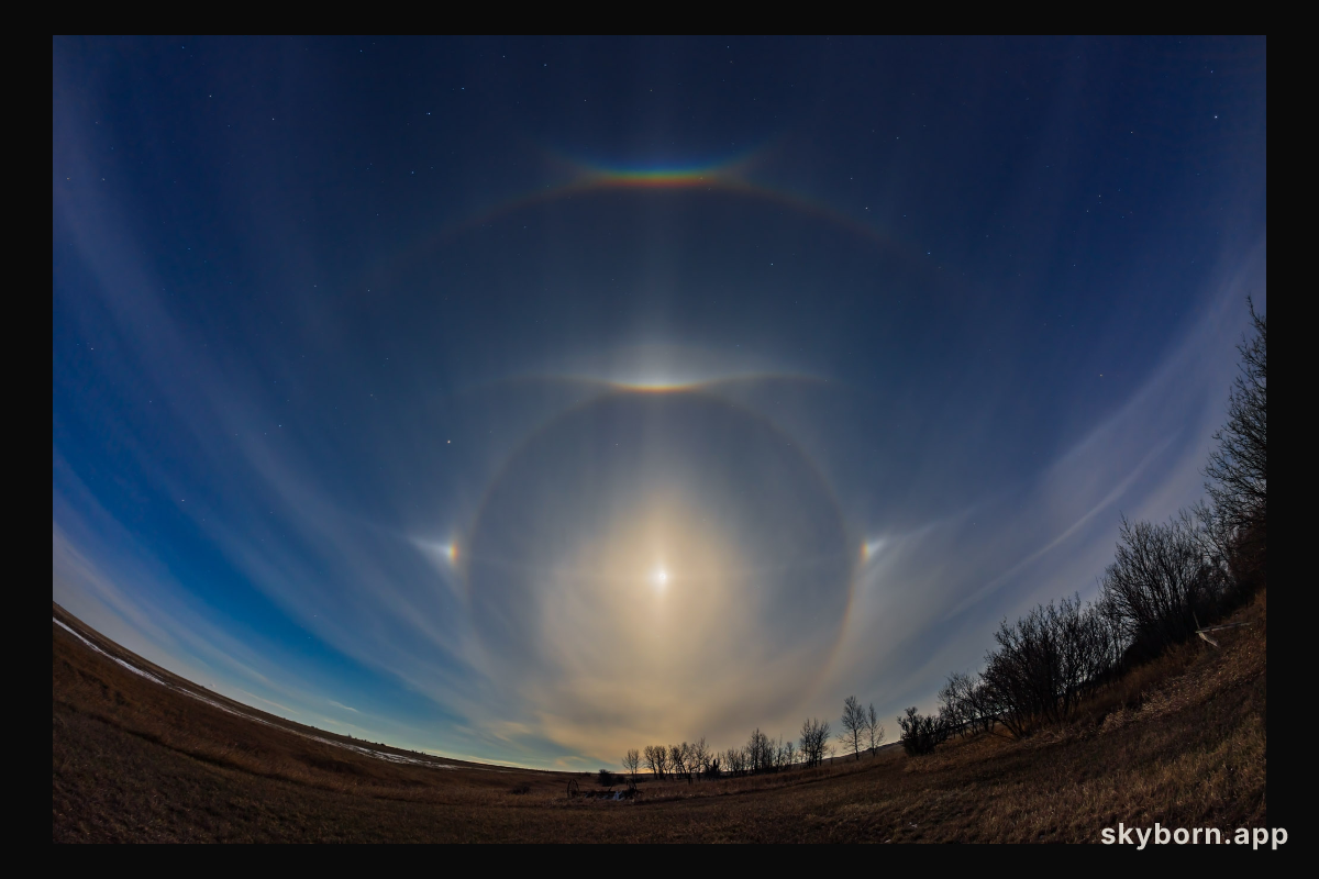 Ice Halos by Moonlight