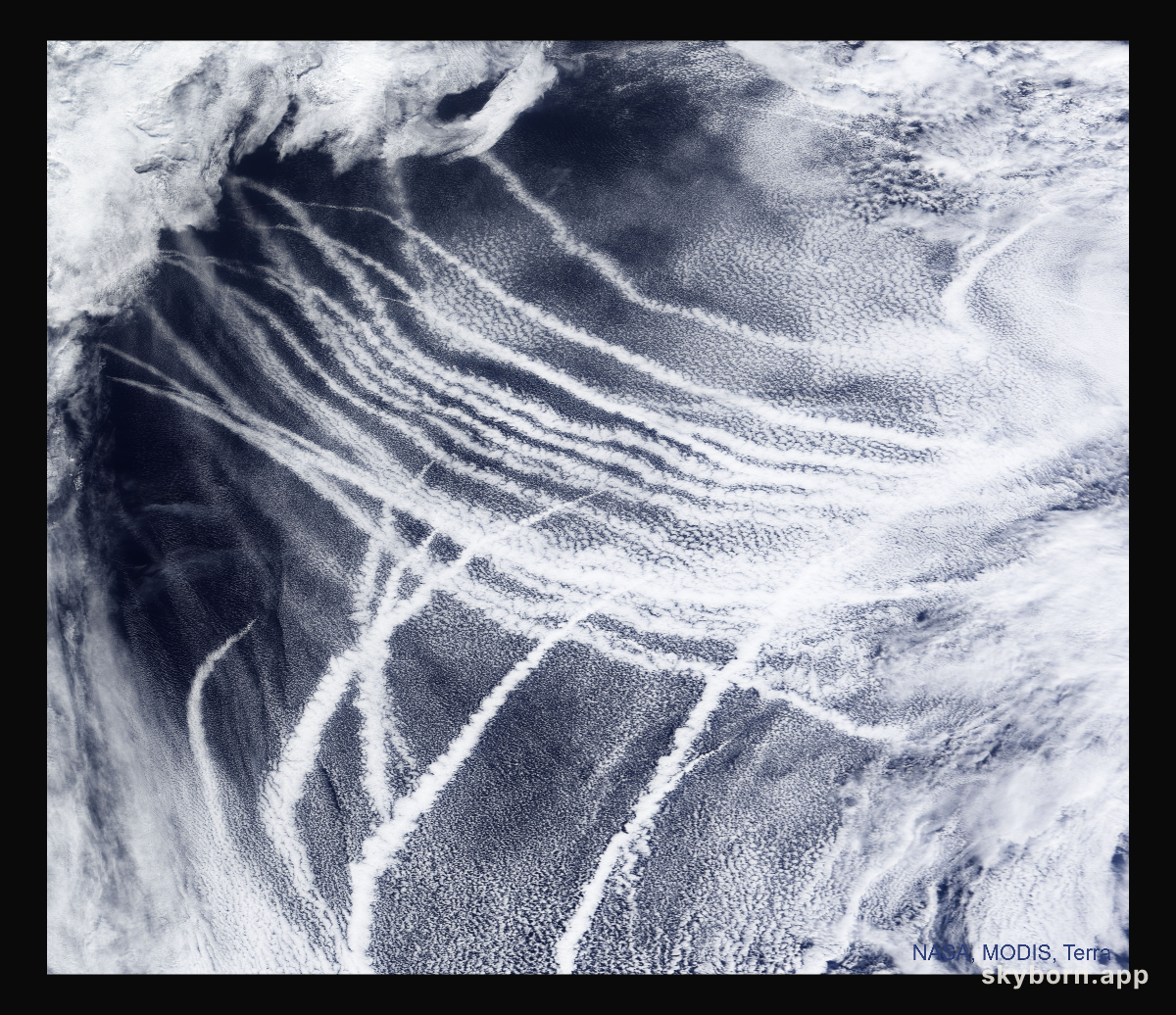Ship Tracks over the Pacific Ocean