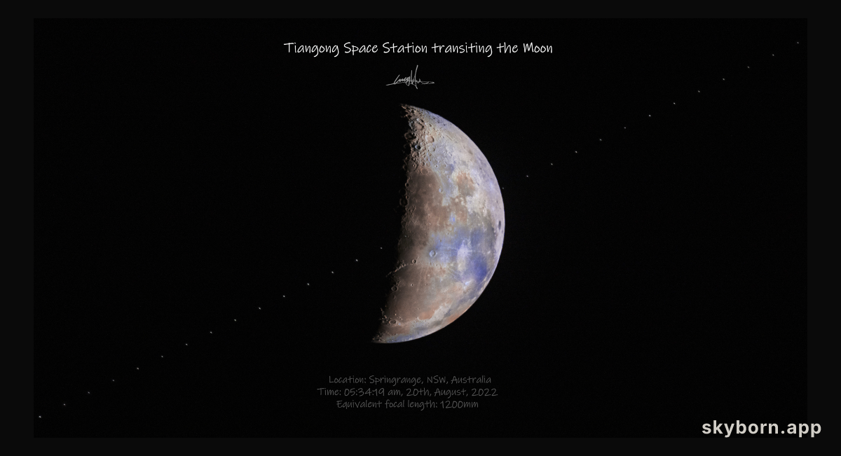 Tiangong Space Station Transits the Moon