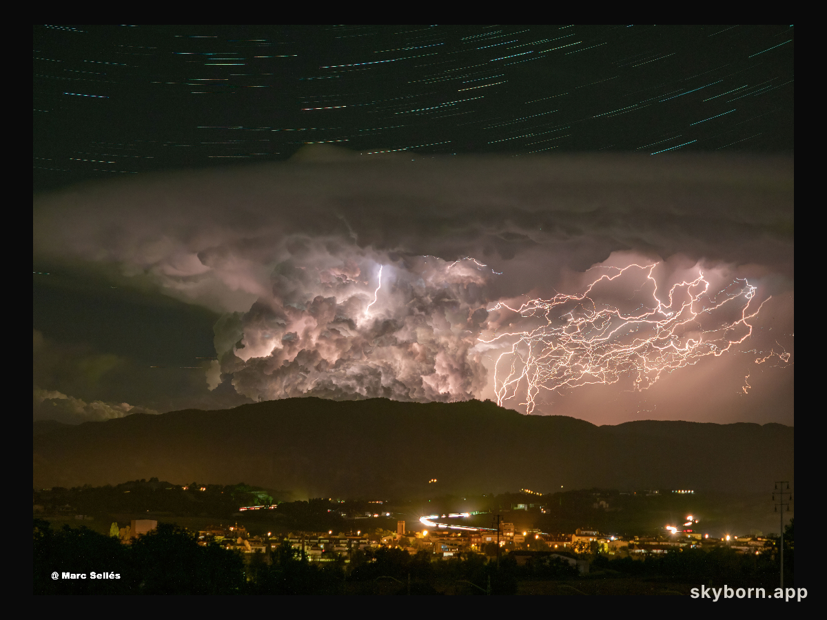 Star Trails and Lightning over the Pyrenees