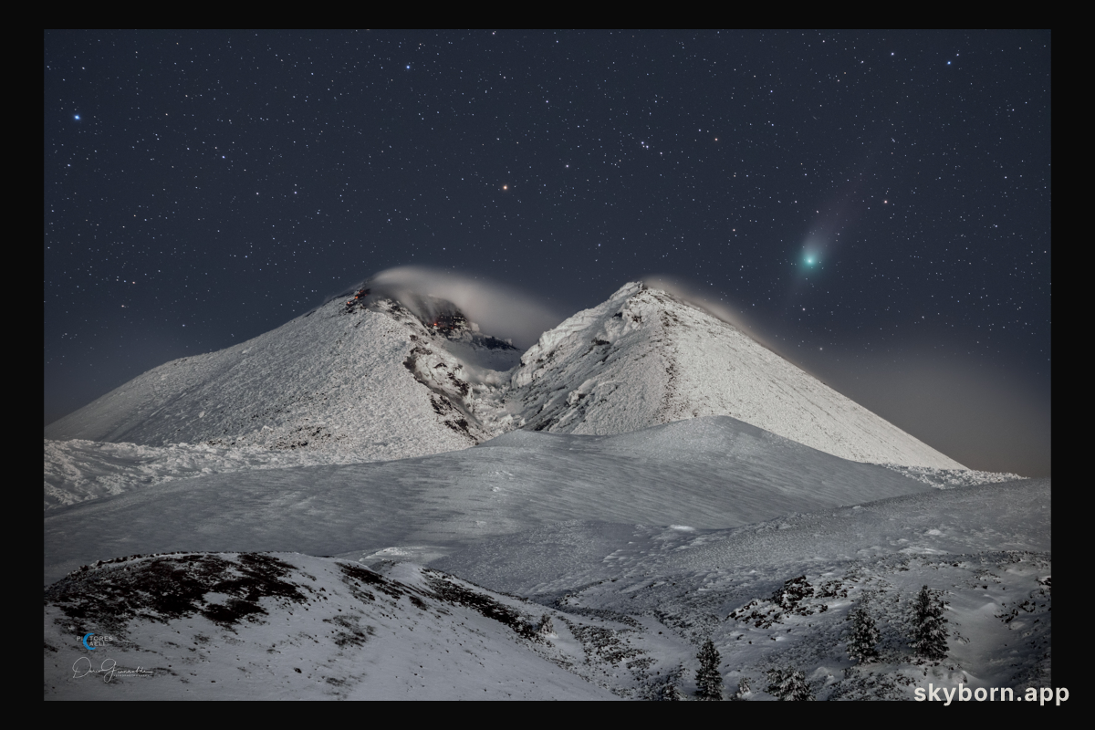Comet ZTF over Mount Etna