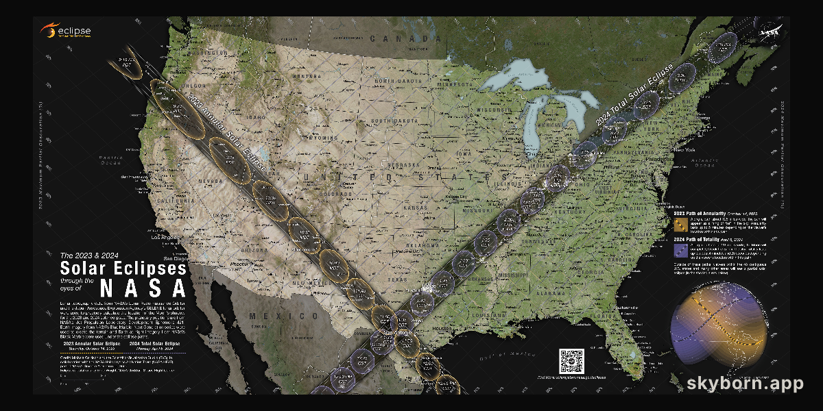 Map of Total Solar Eclipse Path in 2024 April