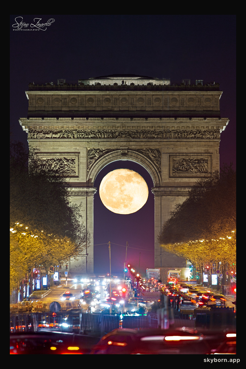 The Moon through the Arc de Triomphe