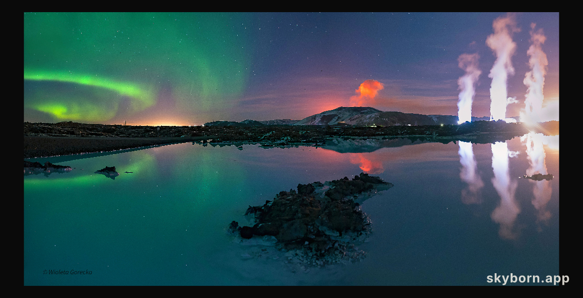A Triply Glowing Night Sky over Iceland
