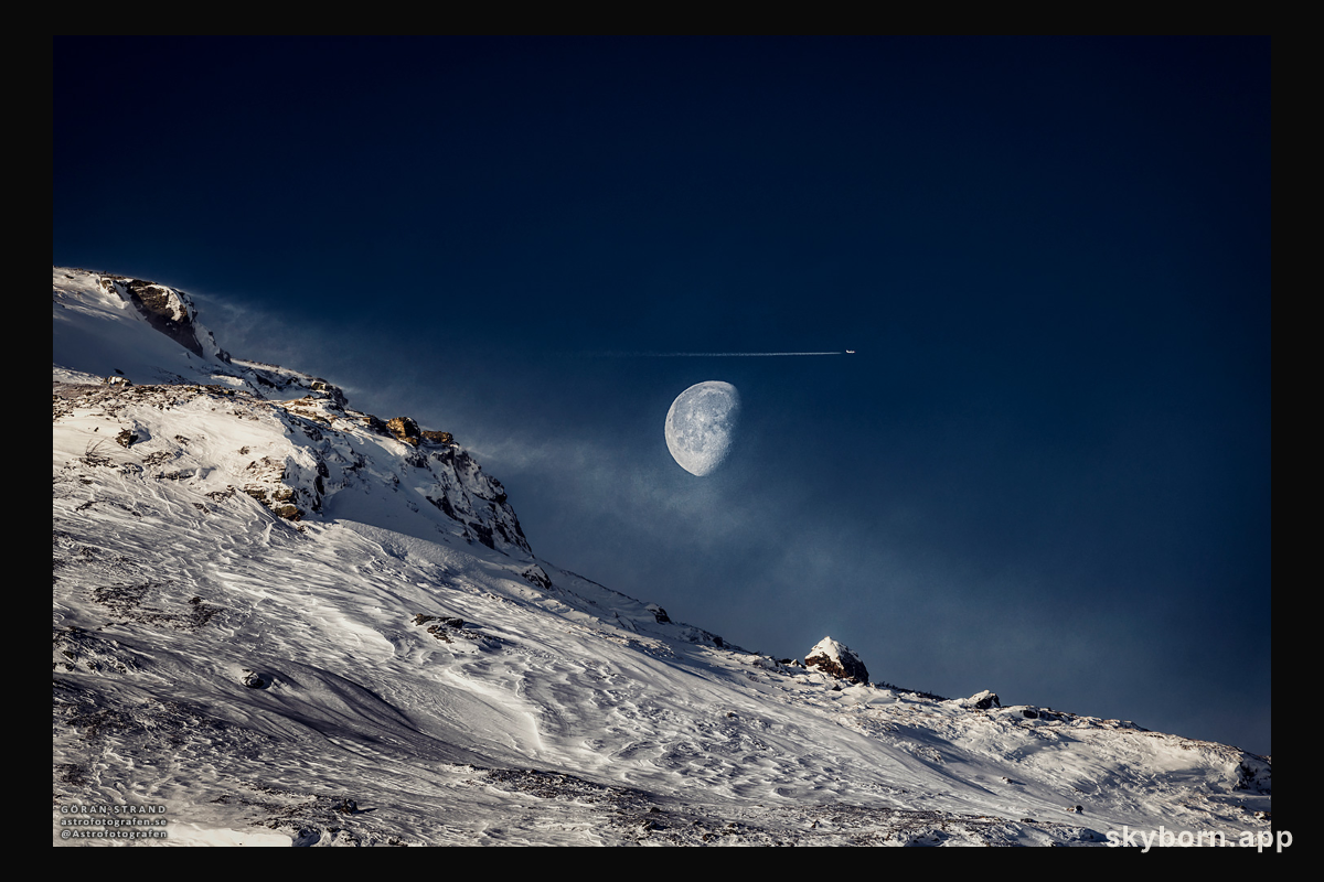 Gibbous Moon beyond Swedish Mountain