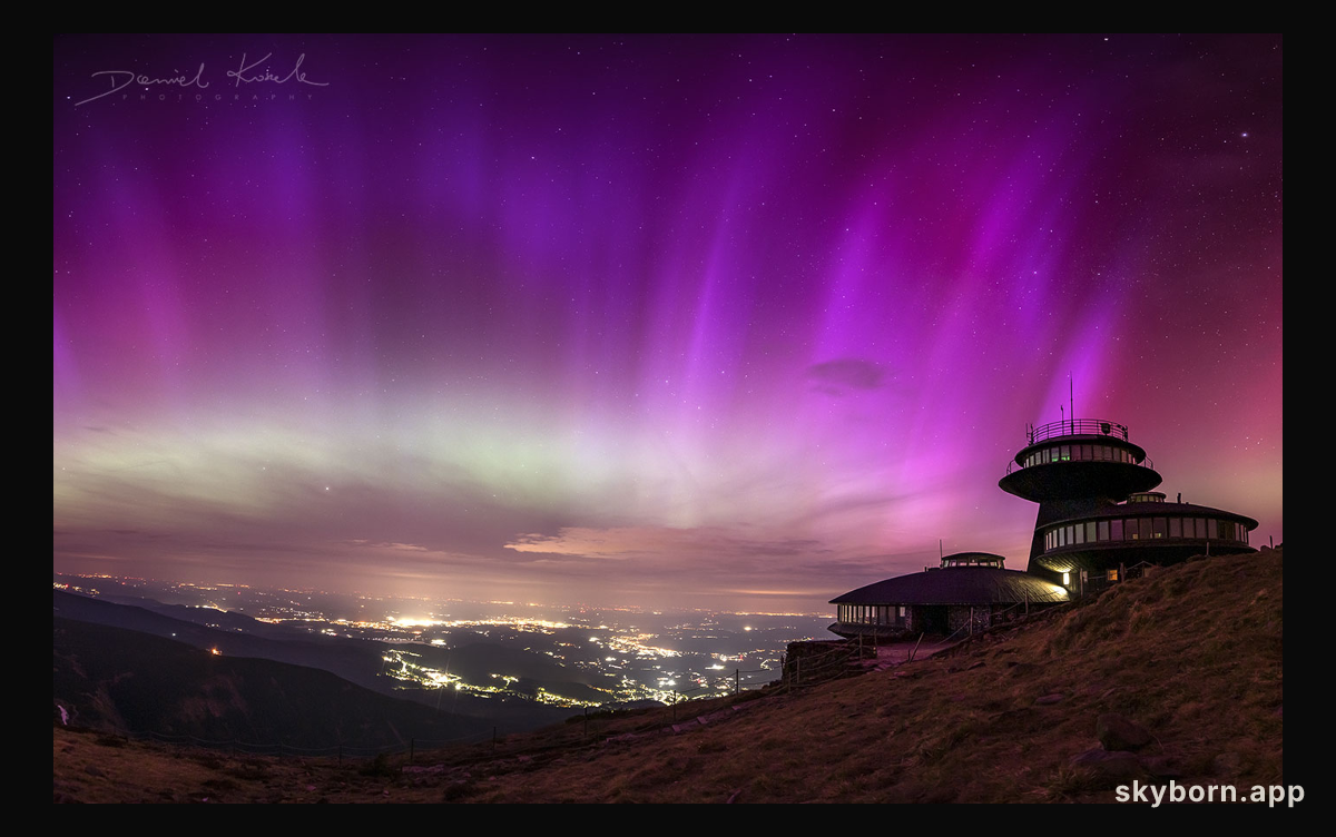 Aurora over Karkonosze Mountains