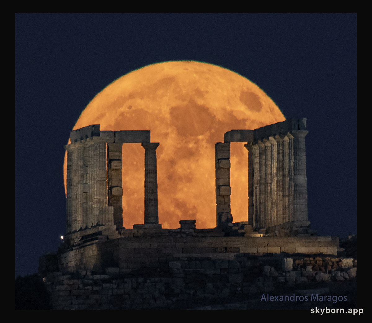 Supermoon Beyond the Temple of Poseidon