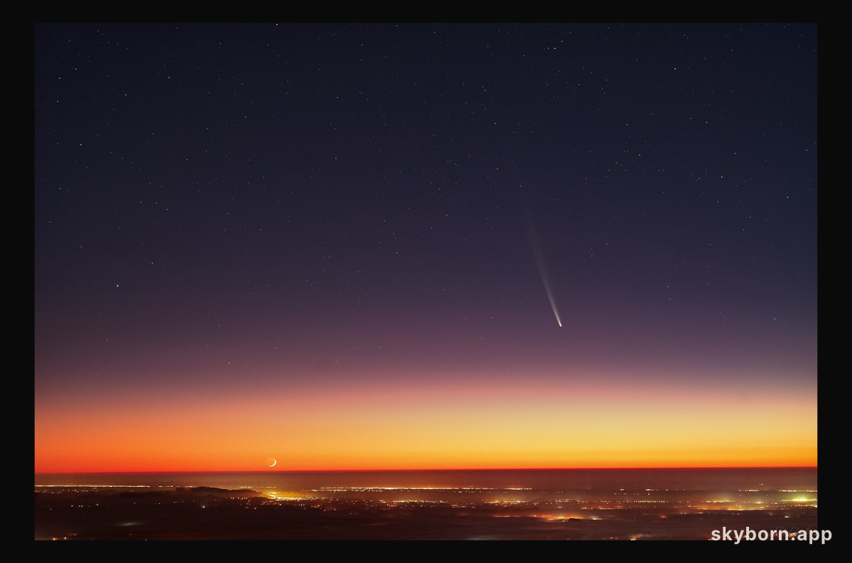 Comet at Moonrise
