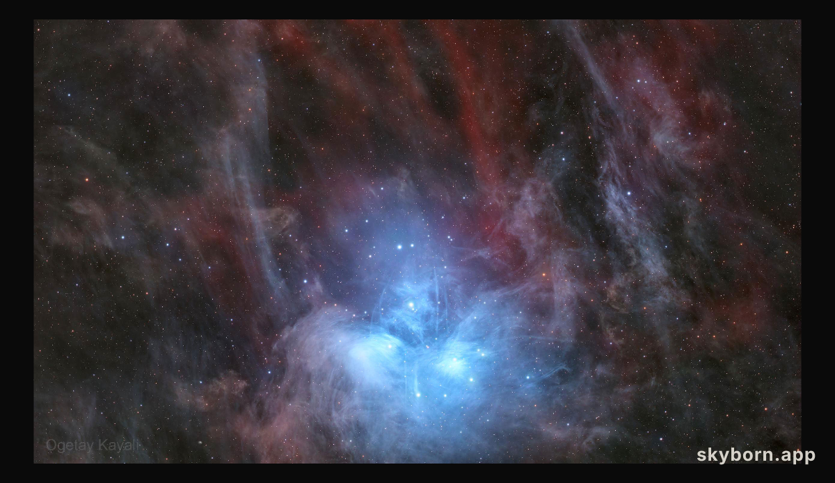 The Pleiades in Red and Blue