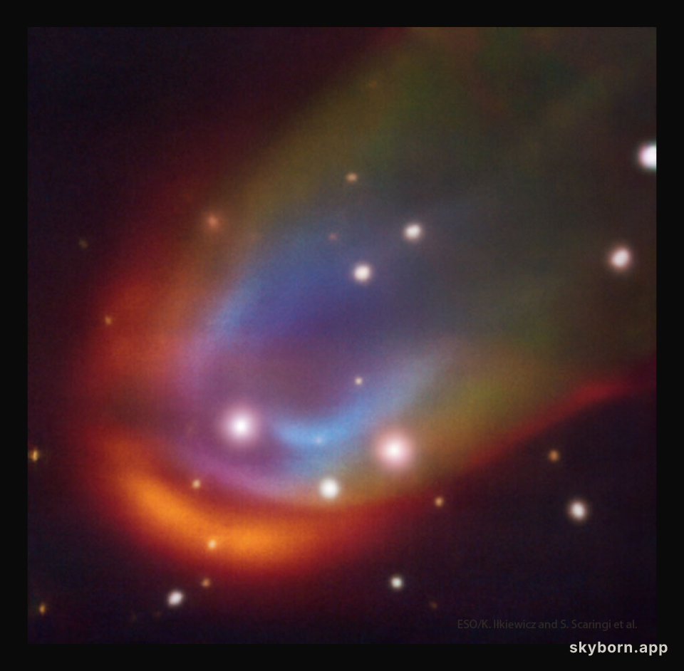 Unexplained Shocks Around a White Dwarf Star
