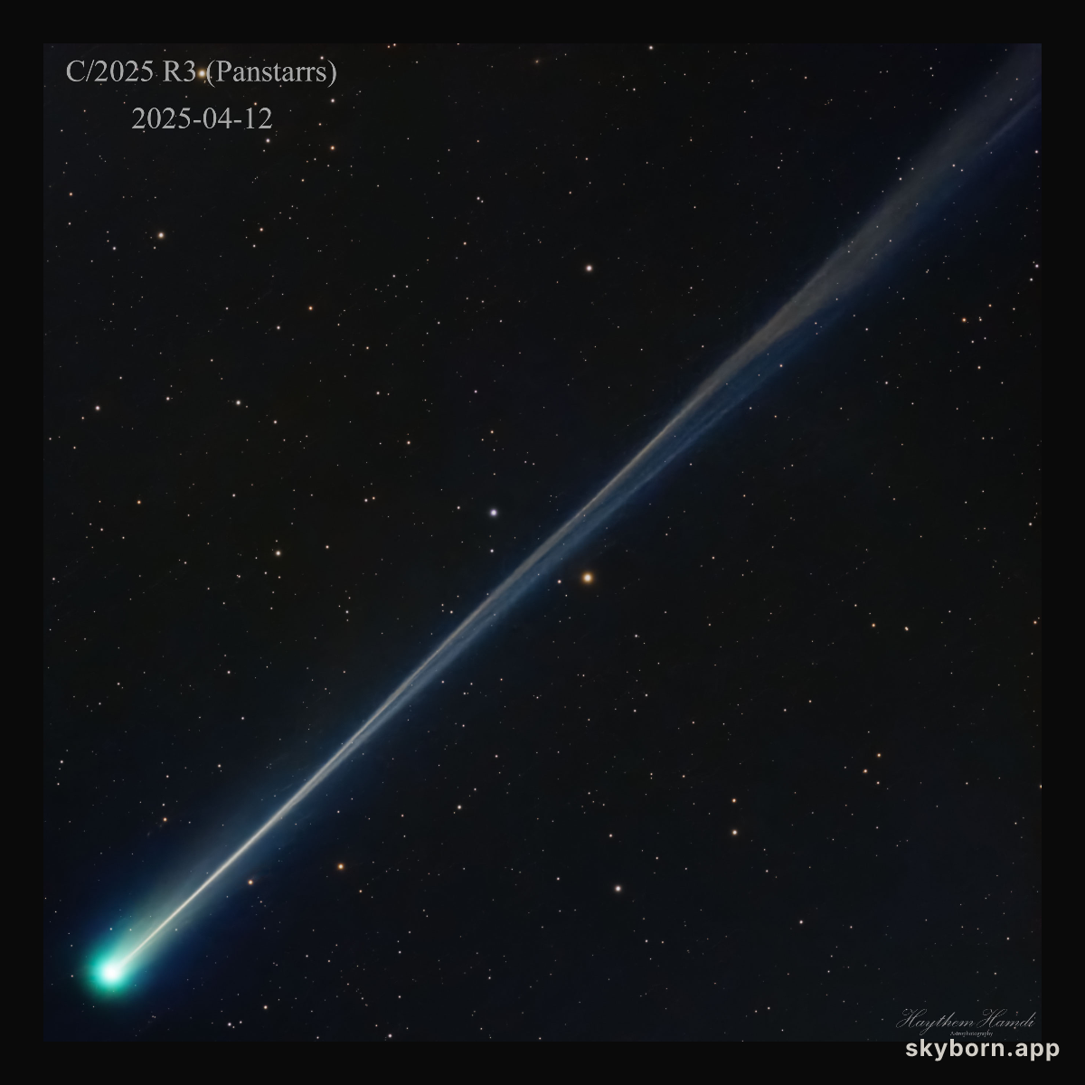 The Long Wispy Tail of Comet R3 (PanSTARRS)