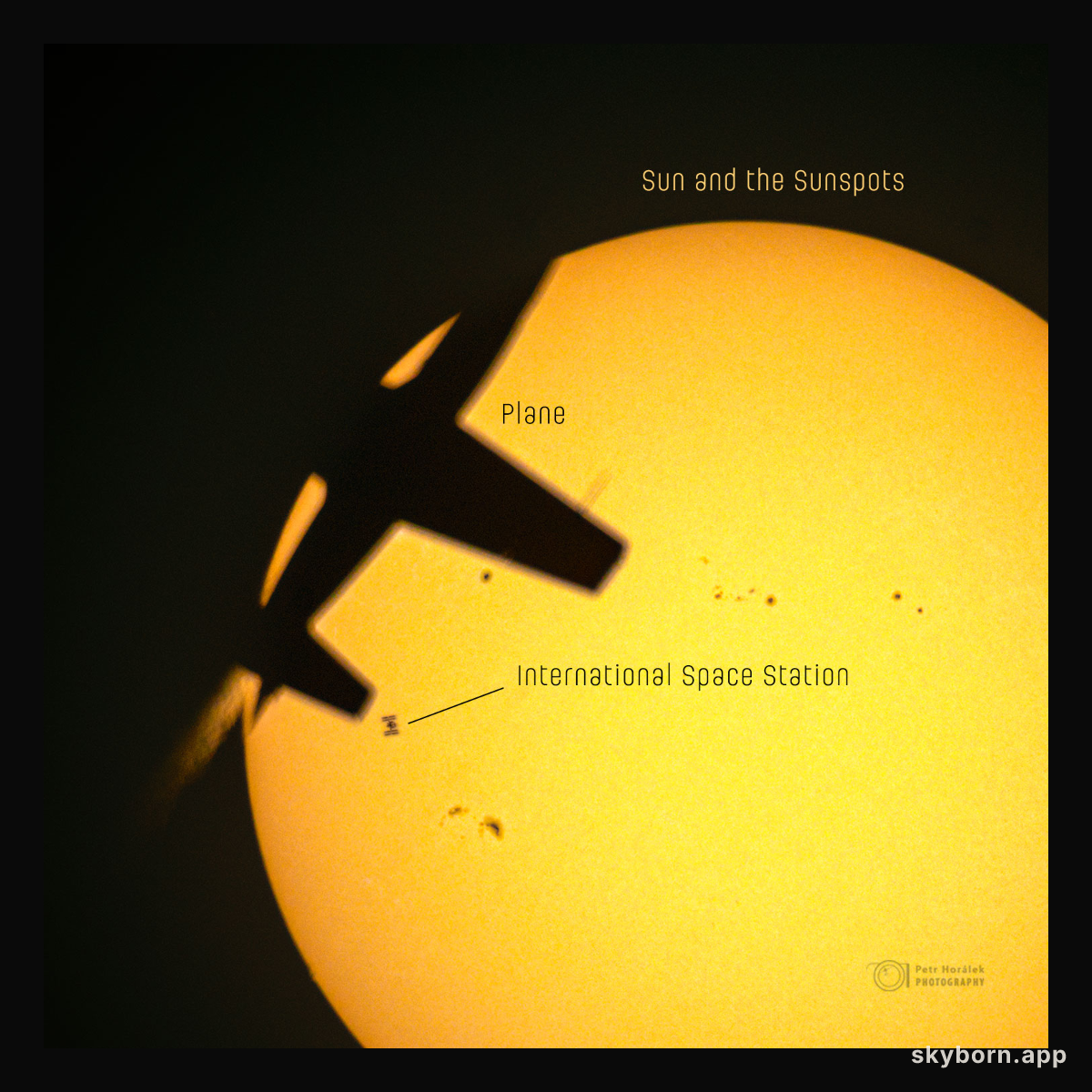 Chance Triple Alignment: Plane, Space Station, Sun