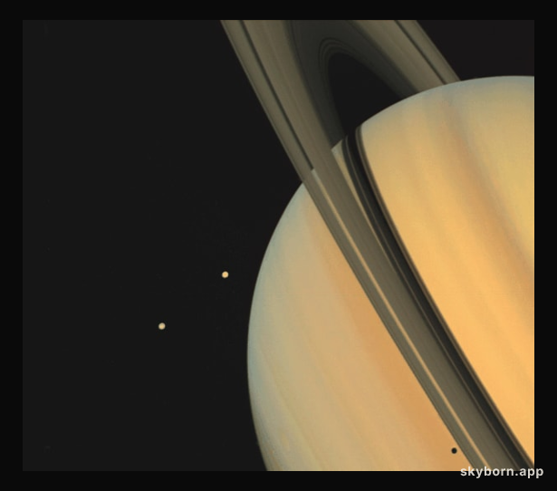 Saturn with Moons Tethys and Dione