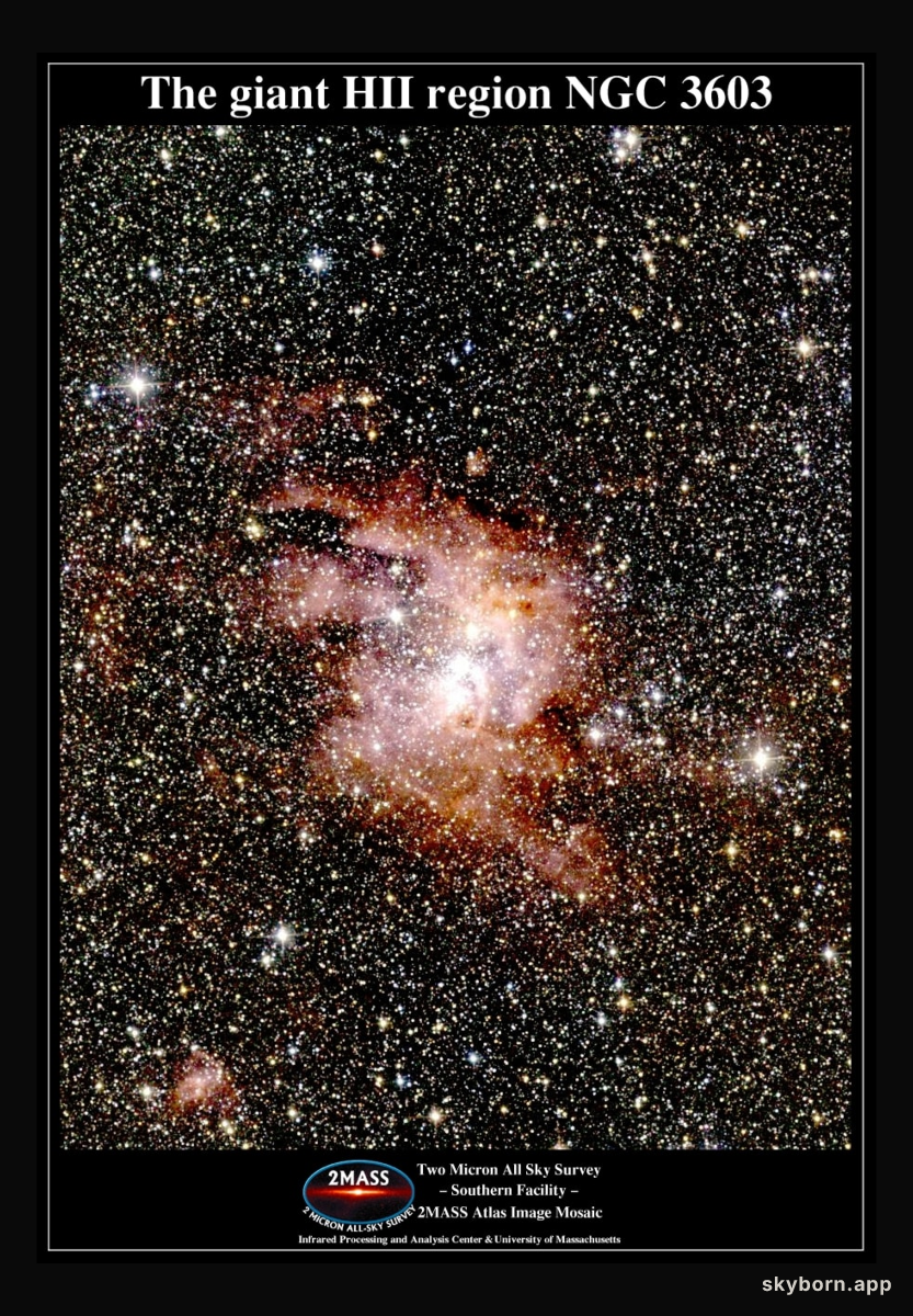Giant Emission Nebula NGC 3603 in Infrared