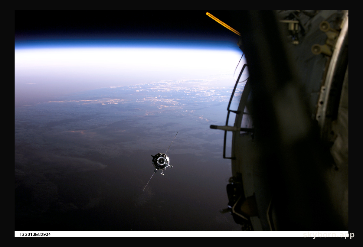 A Supply Ship Approaches the Space Station